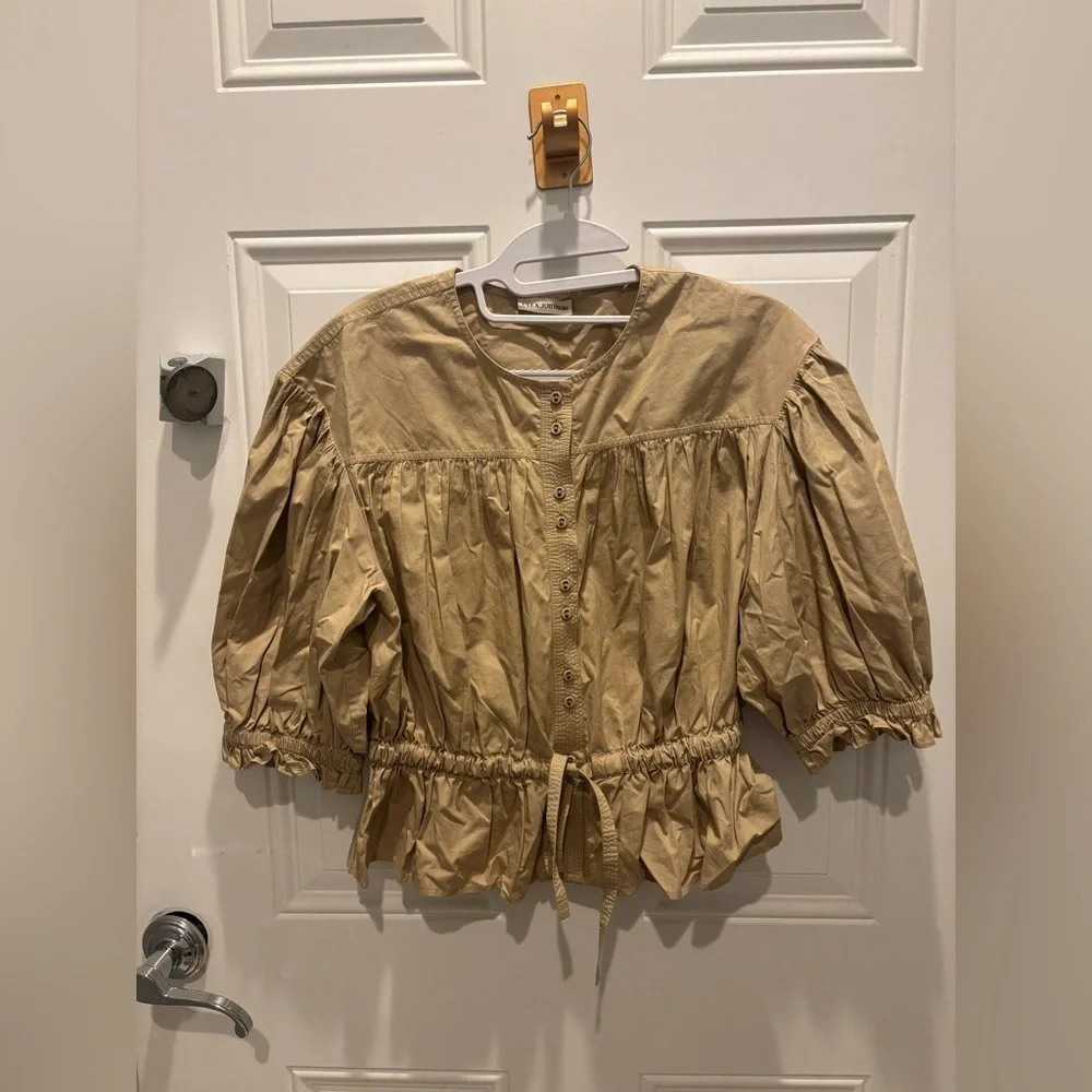 Ulla Johnson Minnie Gathered Blouse In Beige Cotton